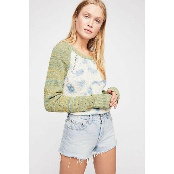 NEW FREE PEOPLE TIE DYE BLEACHED OUT SWEATER - Picture 1 of 5